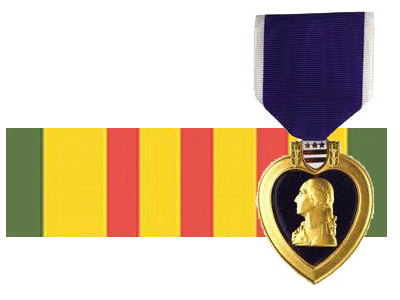 Purple Heart Ribbon and Vietnam War Ribbon